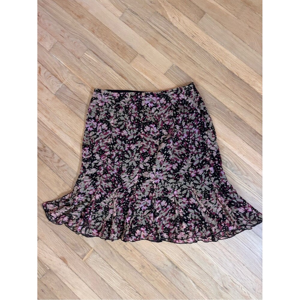 Alfani 100% Silk Floral Flounce Skirt Size 10 Y2K A-Line